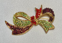 Load image into Gallery viewer, AUTHENTIC SWOBODA BOW PIN ~ GARNET, PERIDOT, CORAL
