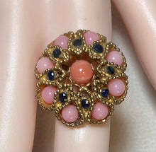 Load image into Gallery viewer, AUTHENTIC SWOBODA RING ~ CORAL, SAPPHIRE
