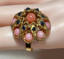 Load image into Gallery viewer, AUTHENTIC SWOBODA RING ~ CORAL, SAPPHIRE
