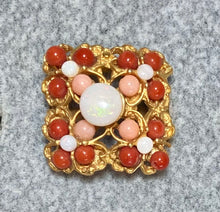 Load image into Gallery viewer, AUTHENTIC SWOBODA SQUARE RING ~ CORAL, JADE
