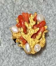 Load image into Gallery viewer, AUTHENTIC SWOBODA RING ~ CORAL, FRESH WATER PEARL
