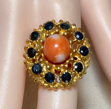 Load image into Gallery viewer, AUTHENTIC SWOBODA RING ~ CORAL, SAPPHIRE
