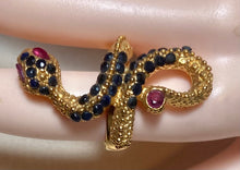 Load image into Gallery viewer, AUTHENTIC SWOBODA SNAKE RING ~ GENUINE SAPPHIRE, RUBY
