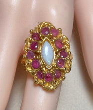 Load image into Gallery viewer, AUTHENTIC SWOBODA RING ~ GENUINE RUBY AND OPAL
