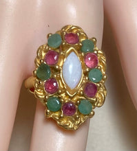 Load image into Gallery viewer, AUTHENTIC SWOBODA RING ~ GENUINE EMERALD, RUBY AND OPAL

