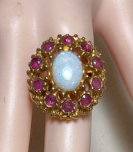 Load image into Gallery viewer, AUTHENTIC SWOBODA RING ~ GENUINE RUBY AND OPAL
