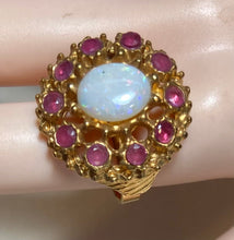 Load image into Gallery viewer, AUTHENTIC SWOBODA RING ~ GENUINE RUBY AND OPAL
