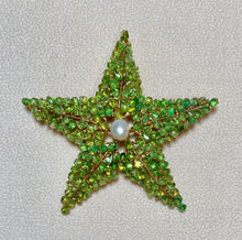 Load image into Gallery viewer, AUTHENTIC SWOBODA STARFISH BROOCH ~ PERIDOT, FRESH WATER PEARL
