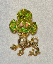 Load image into Gallery viewer, AUTHENTIC SWOBODA DOG BROOCH ~ PERIDOT, CORAL EYES
