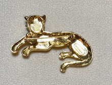 Load image into Gallery viewer, AUTHENTIC SWOBODA TIGER BROOCH ~ PERIDOT, GARNET EYES
