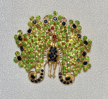 Load image into Gallery viewer, AUTHENTIC SWOBODA PEACOCK BROOCH ~ PERIDOT, SAPPHIRE, GARNET
