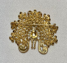 Load image into Gallery viewer, AUTHENTIC SWOBODA PEACOCK BROOCH ~ PERIDOT, SAPPHIRE, GARNET
