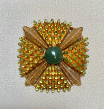Load image into Gallery viewer, AUTHENTIC SWOBODA PYRAMID BROOCH ~ PERIDOT, JADE
