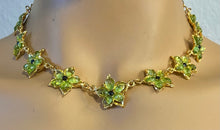 Load image into Gallery viewer, AUTHENTIC SWOBODA FLOWER NECKLACE ~ PERIDOT, SAPPHIRE
