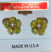 Load image into Gallery viewer, AUTHENTIC SWOBODA EARRINGS ~ PERIDOT, PEARL
