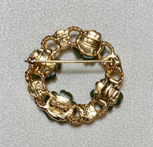 Load image into Gallery viewer, AUTHENTIC SWOBODA WREATH BROOCH ~ JADE, PEARL
