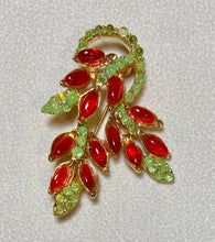 Load image into Gallery viewer, AUTHENTIC SWOBODA FLOWER BROOCH ~ PERIDOT, CARNELIAN
