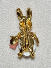 Load image into Gallery viewer, AUTHENTIC SWOBODA TINY BUNNY BROOCH ~ OSMENA PEARL, CORAL,RUBY EYE
