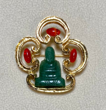 Load image into Gallery viewer, AUTHENTIC SWOBODA BUDDHA BROOCH ~ JADEITE, CARNELIAN
