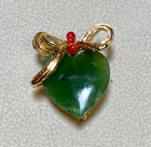Load image into Gallery viewer, AUTHENTIC SWOBODA HEART BROOCH  ~ JADE, CORAL
