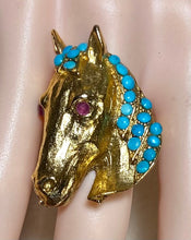 Load image into Gallery viewer, AUTHENTIC SWOBODA HORSE RINGS ~ TURQUOISE, RUBY EYES
