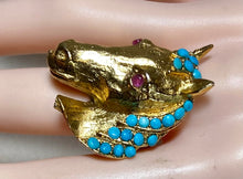 Load image into Gallery viewer, AUTHENTIC SWOBODA HORSE RINGS ~ TURQUOISE, RUBY EYES
