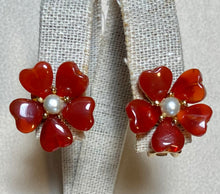 Load image into Gallery viewer, AUTHENTIC SWOBODA EARRINGS ~  CARNELIAN AND PEARL
