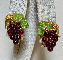 Load image into Gallery viewer, AUTHENTIC SWOBODA GRAPE EARRINGS ~  GARNET, PERIDOT, PEARL
