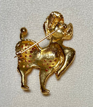 Load image into Gallery viewer, AUTHENTIC SWOBODA DOG BROOCH ~ GENUINE SAPPHIRE, CORAL
