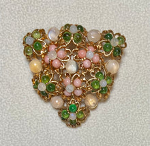 Load image into Gallery viewer, AUTHENTIC SWOBODA GEOMETRIC BROOCH ~ MOONSTONE, PERIDOT, CORAL
