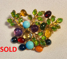 Load image into Gallery viewer, Multi Stone Flower Brooch
