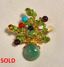 Load image into Gallery viewer, Flower Vase Multi Stone Brooch
