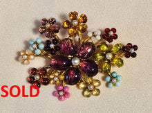 Load image into Gallery viewer, Multi Stone Flower Bed Brooch
