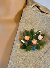 Load image into Gallery viewer, AUTHENTIC SWOBODA FLOWER BROOCH ~ JADE, CORAL
