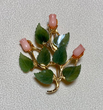 Load image into Gallery viewer, AUTHENTIC SWOBODA FLOWER BROOCH ~ JADE, CORAL
