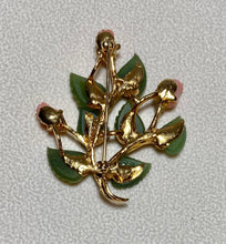 Load image into Gallery viewer, AUTHENTIC SWOBODA FLOWER BROOCH ~ JADE, CORAL
