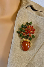 Load image into Gallery viewer, AUTHENTIC SWOBODA VASE FLOWER BROOCH ~ Jade, Carnelian, Jasper
