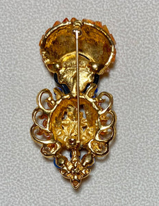 Authentic Swoboda Blackamoor Brooch ~ Carnelian, Opal, Sodalite