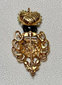 Authentic Swoboda Blackamoor Brooch ~ Garnet, Pearl, Peridot, Citrine, Ruby