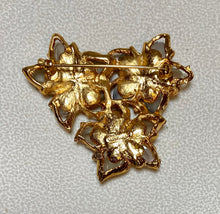 Load image into Gallery viewer, AUTHENTIC SWOBODA FLOWER BROOCH ~ GENUINE MOONSTONE, RUBY
