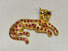 Load image into Gallery viewer, AUTHENTIC SWOBODA TIGER BROOCH ~ GENUINE RUBY, SAPPHIRE
