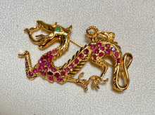 Load image into Gallery viewer, AUTHENTIC SWOBODA DRAGON BROOCH ~ GENUINE RUBY, EMERALD EYE
