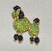 Load image into Gallery viewer, AUTHENTIC SWOBODA POODLE DOG BROOCH ~ GENUINE SAPPHIRE, PERIDOT, RUBY EYE
