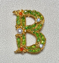 Load image into Gallery viewer, Authentic Swoboda &quot;B&quot; Initial Brooch ~ Carnelian, Peridot, Fresh Water Pearl
