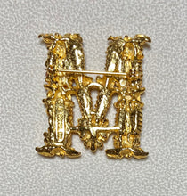 Load image into Gallery viewer, Authentic Swoboda &quot;M&quot; Initial Brooch ~ Peridot, Fresh Water Pearl, Carnelian

