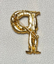 Load image into Gallery viewer, Authentic Swoboda &quot;P&quot; Initial Brooch ~ Coral, Peridot, Fresh Water Pearl
