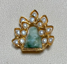 Load image into Gallery viewer, Authentic Swoboda Buddha Brooch ~ Fresh Water Pearl and Jadeite Buddha
