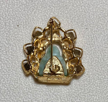 Load image into Gallery viewer, Authentic Swoboda Buddha Brooch ~ Fresh Water Pearl and Jadeite Buddha
