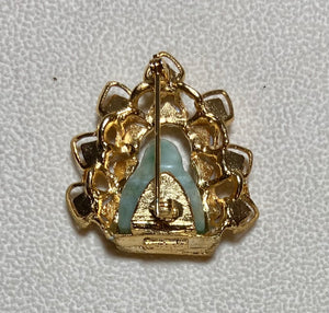 Authentic Swoboda Buddha Brooch ~ Fresh Water Pearl and Jadeite Buddha