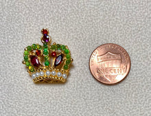 Load image into Gallery viewer, Authentic Swoboda Crown Brooch ~ Peridot, Garnet, Pearl (Copy)
